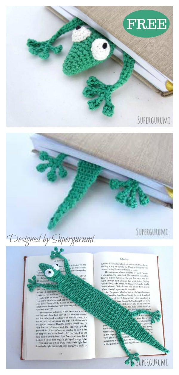 Amigurumi Gecko Bookmark FREE Crochet Pattern