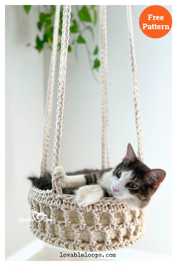 Boho Bliss Hanging Cat Bed Free Crochet Pattern