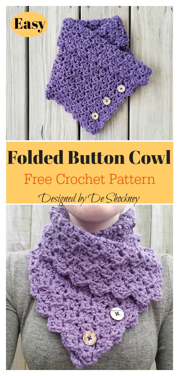 Folded Ivy Button Cowl Free Crochet Pattern