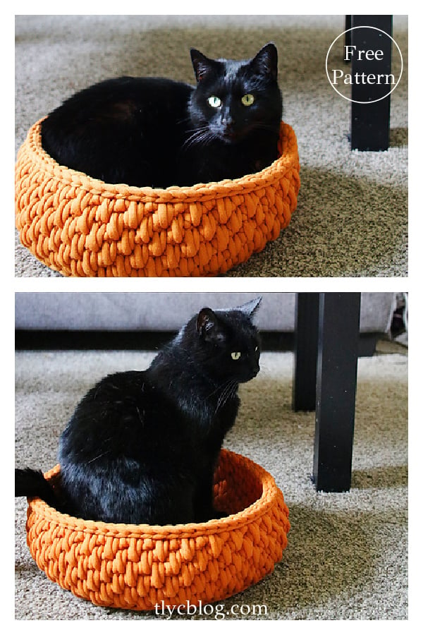 Round Pet Cat Bed Free Crochet Pattern