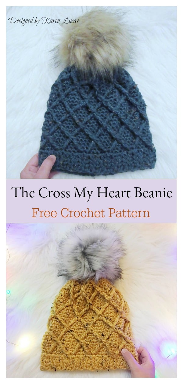 The Cross My Heart Beanie Free Crochet Pattern