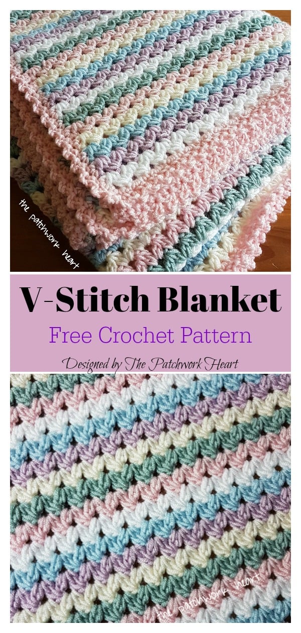 V Sew The Sweetheart Blanket free crochet pattern