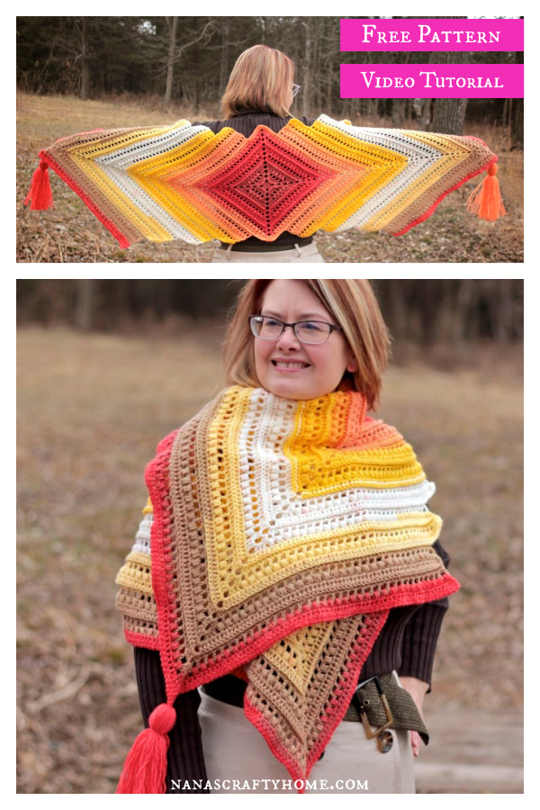 Wrap Me in Sunshine Shawl Free Crochet Pattern and Video Tutorial 