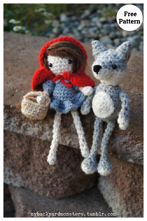 Amigurumi Little Red Riding Hood and Bad Wolf Set Free Crochet Pattern