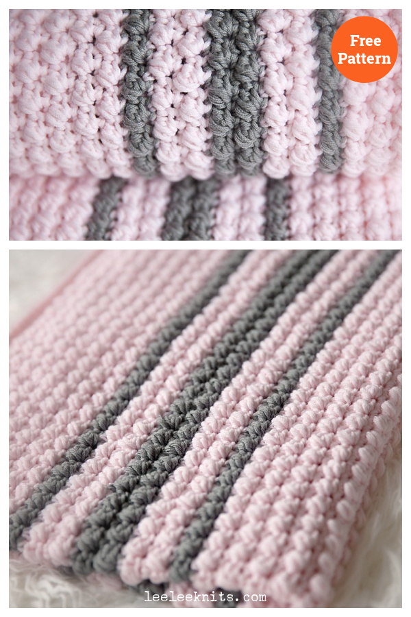 Bobbles and Stripes Baby Blanket Free Crochet Pattern