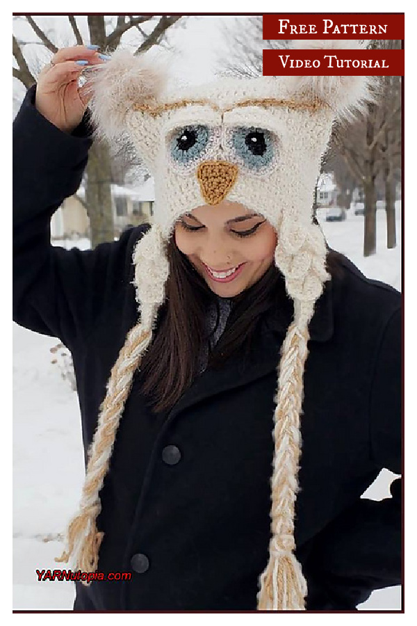 Crocodile Stitch Owl Hat Free Crochet Pattern and Video Tutorial 