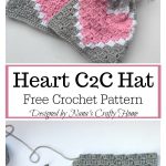 Heart C2C Hat Free Crochet Pattern