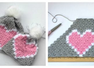 Heart C2C Hat Free Crochet Pattern