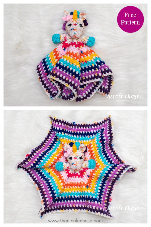 Unicorn Lovey Security Blanket Free Crochet Pattern