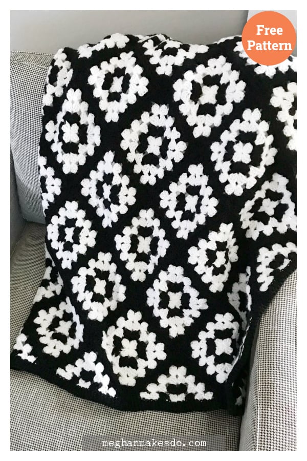 Modern Granny Square Mabel Blanket Free Crochet Pattern