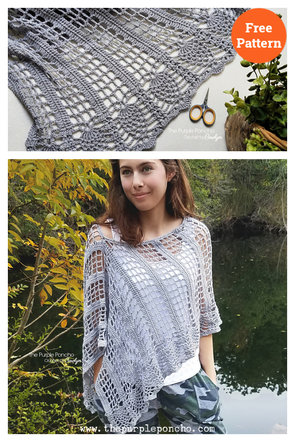 Pineapple Stitch Lace Poncho Free Crochet Pattern