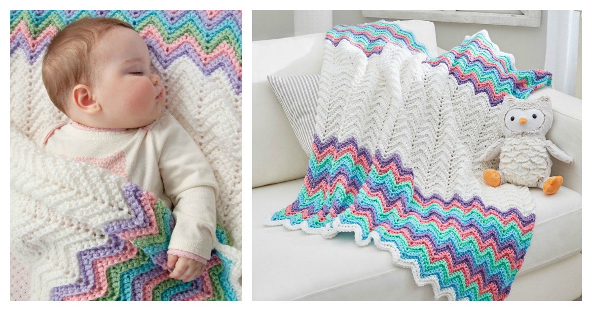 Rickrack Rainbow Baby Blanket Free Crochet Pattern