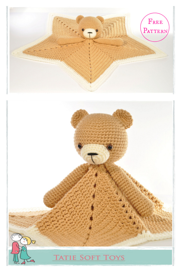Teddy Bear Lovey Blanket Free Crochet Pattern 