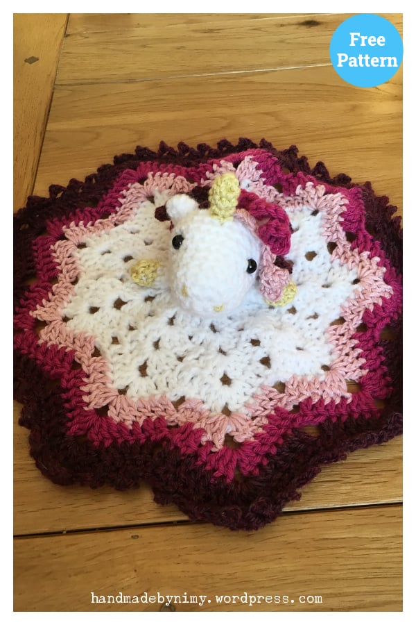 Unicorn Lovey Security Blanket Free Crochet Pattern 