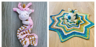 Unicorn Lovey Security Blanket Free Crochet Pattern
