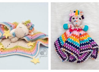 Unicorn Lovey Security Blanket Free Crochet Patterns