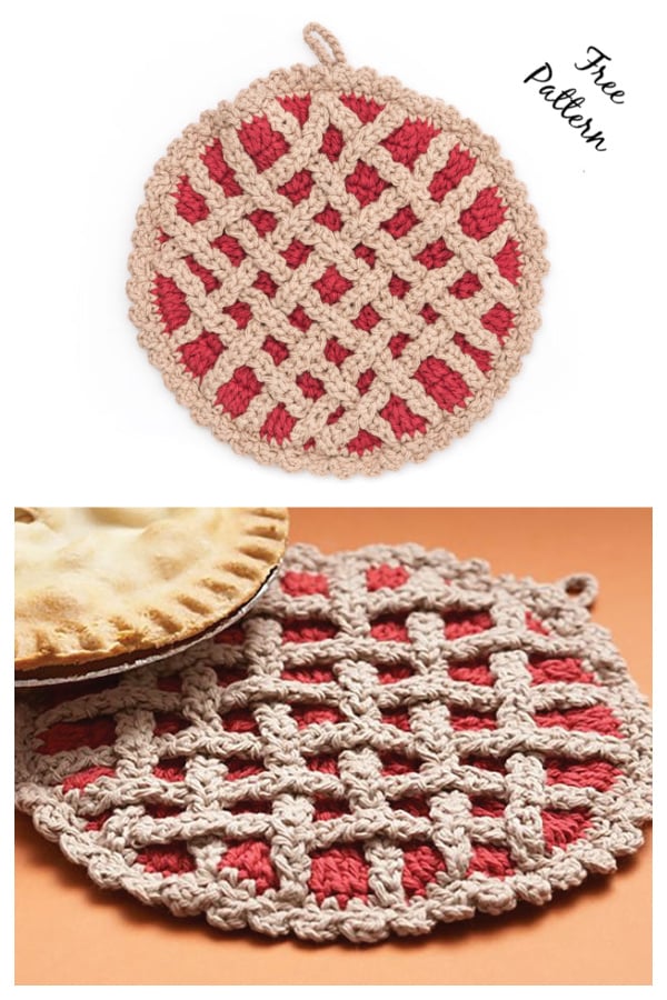 Cherry Pie Hot Pad : Pot Holder Free Crochet Pattern 