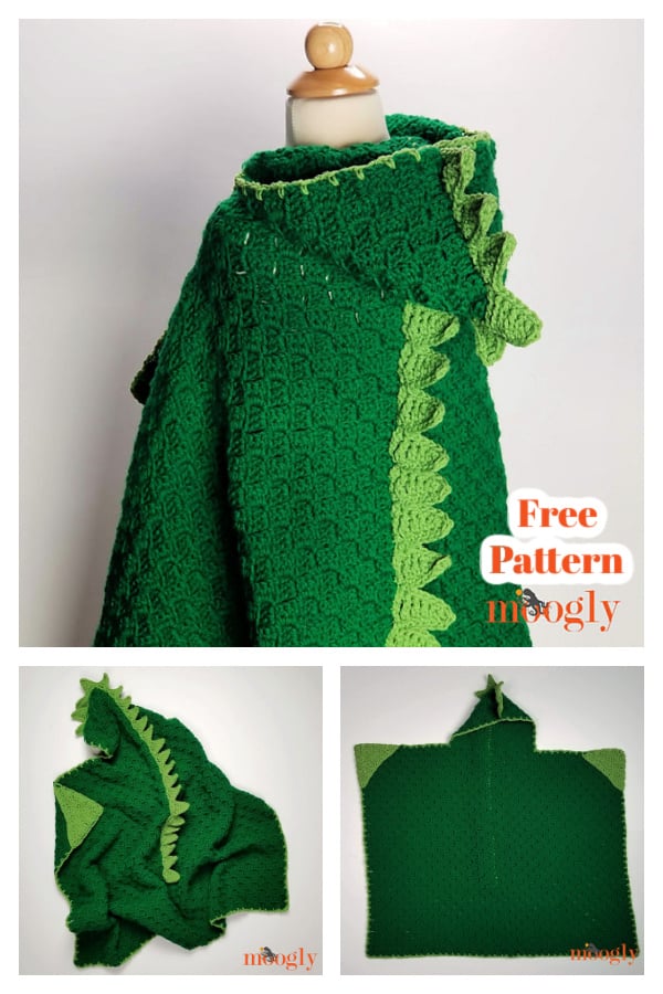 Cuddle Up Dinosaur Hooded Blanket Free Crochet Pattern
