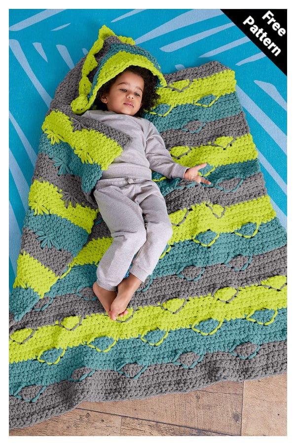 Dino Hood Blanket Free Crochet Pattern 