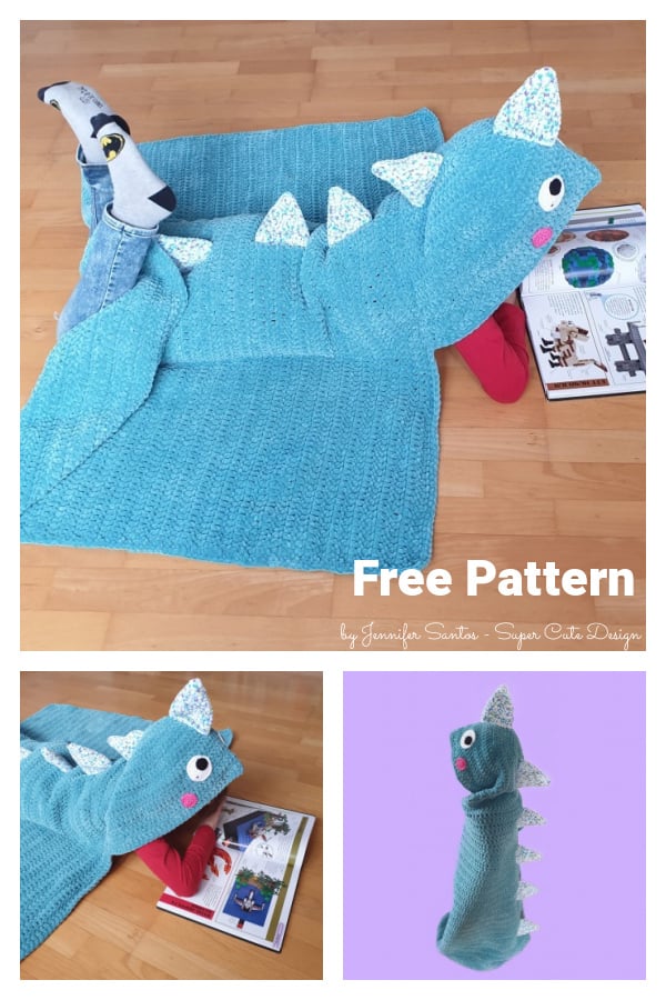 Dino Hooded Blanket Free Crochet Pattern 