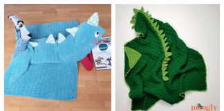 Hooded Dinosaur Blanket Free Crochet Pattern