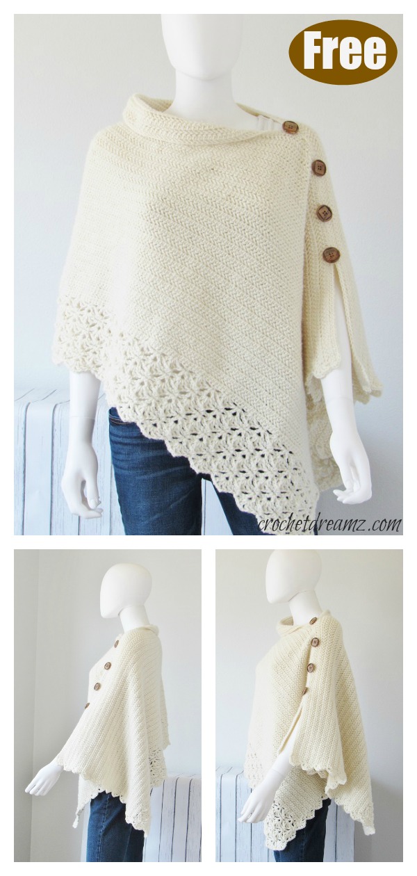 Knit Look Crochet Poncho Free Pattern