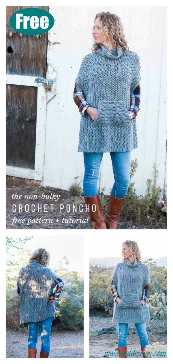 Knit Look Crochet Poncho Free Pattern 