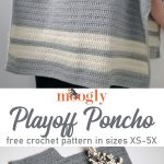 Knit Look Playoff Poncho Free Crochet Pattern