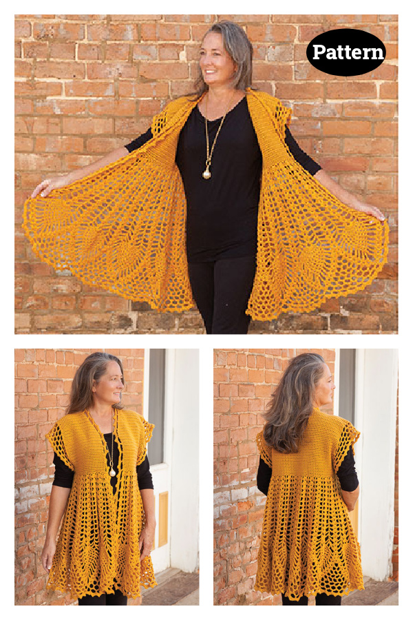 Pineapple Drop Cardigan Crochet Pattern 