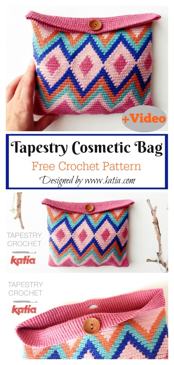 Tapestry Cosmetic Bag Free Crochet Pattern