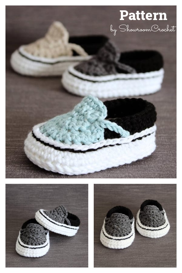Vans Style Baby Booties Crochet Pattern 