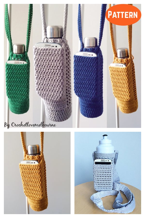 Bottle Holder with Phone Pocket Sling Crochet Pattern