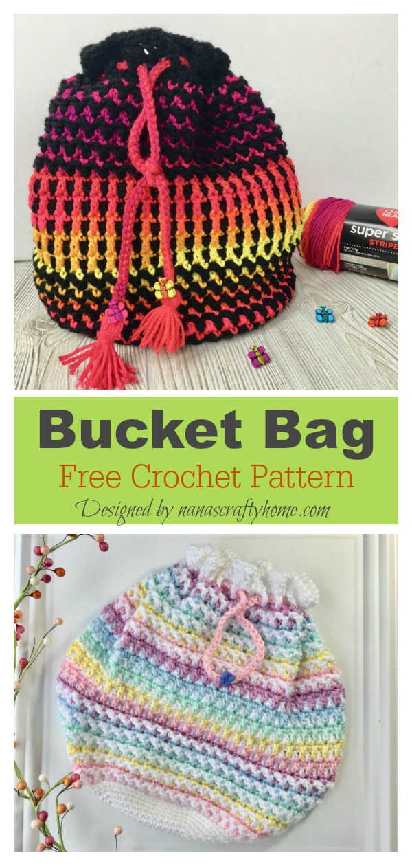 Butterfly Wings Bucket Bag Free Crochet Pattern