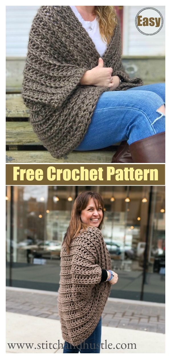 Easy Cocoon Shrug Sweater Free Crochet Pattern