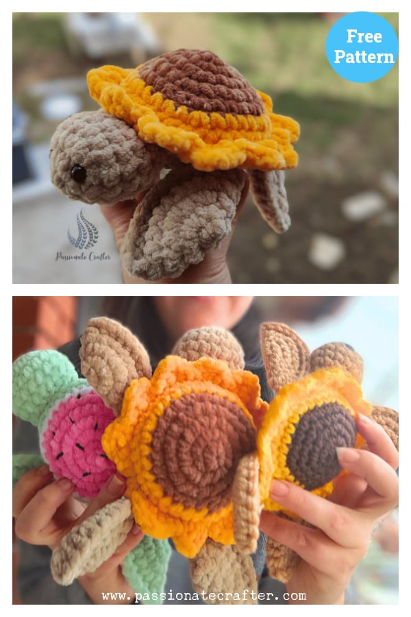 Mini Sunflower Turtle Free Crochet Pattern