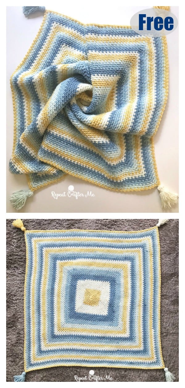 Moss Stitch Square Baby Blanket Free Crochet Pattern