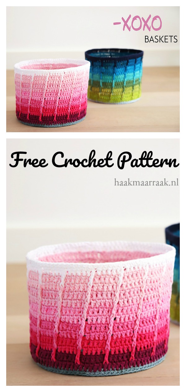 Ombre XOXO Basket Free Crochet Pattern