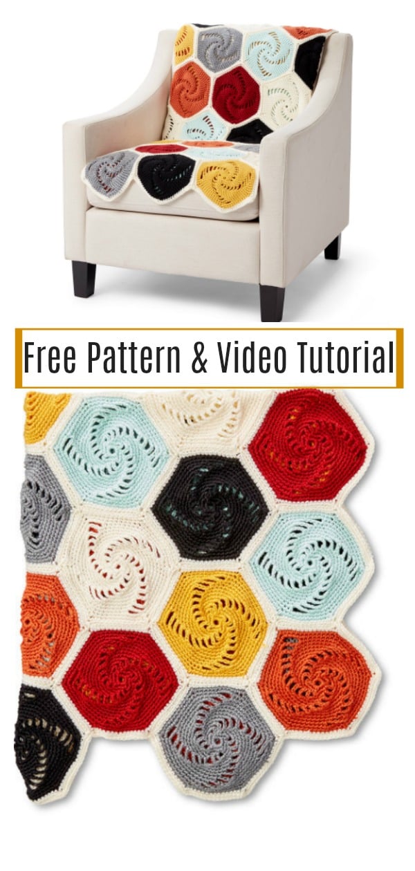 Swirled Hexagons Blanket Free Crochet Pattern 