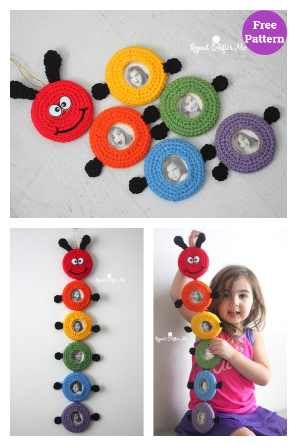 Caterpillar Picture Frame Wall Hanging Free Crochet Pattern