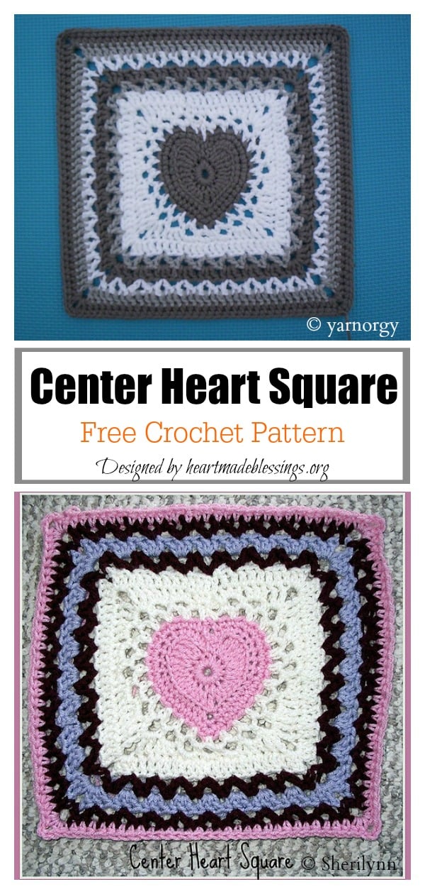 Center Heart Square Free Crochet Pattern