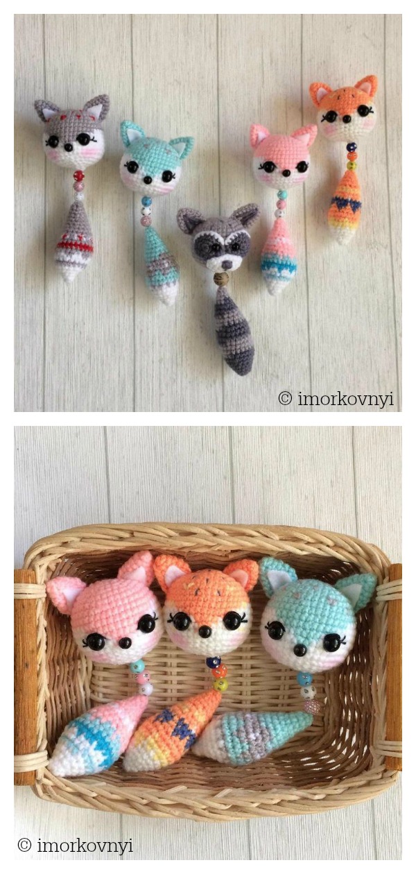Crochet Amigurumi Fox Pendant Keychain