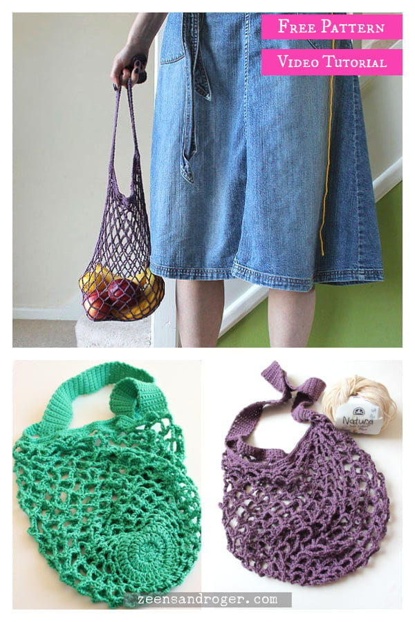 Easy Net Market Bag Free Crochet Pattern and Video Tutorial