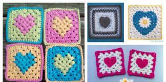 Heart Granny Square Free Crochet Pattern