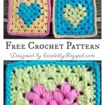 Puff Heart Granny Square Free Crochet Pattern