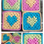 Puff Heart Granny Square Free Crochet Pattern