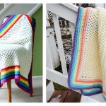 Rainbow Edged Baby Blanket Free Crochet Pattern