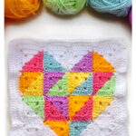 Rainbow Geometric Heart Square Free Crochet Pattern