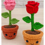 Rose Flower in a Pot Free Crochet Pattern