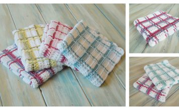 Tartan Plaid Washcloth Free Crochet Pattern and Video Tutorial