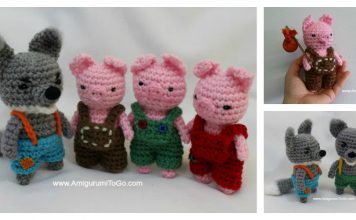 The Three Little Pigs and Big Bad Wolf Amigurumi Free Crochet Pattern